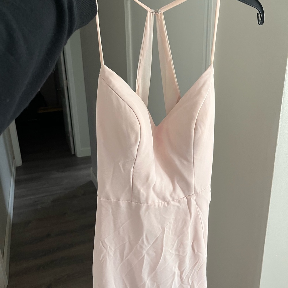 Elegant Blush Pink Strappy Dress